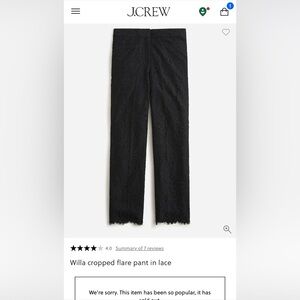 J. Crew Lace Cropped Pants in Black